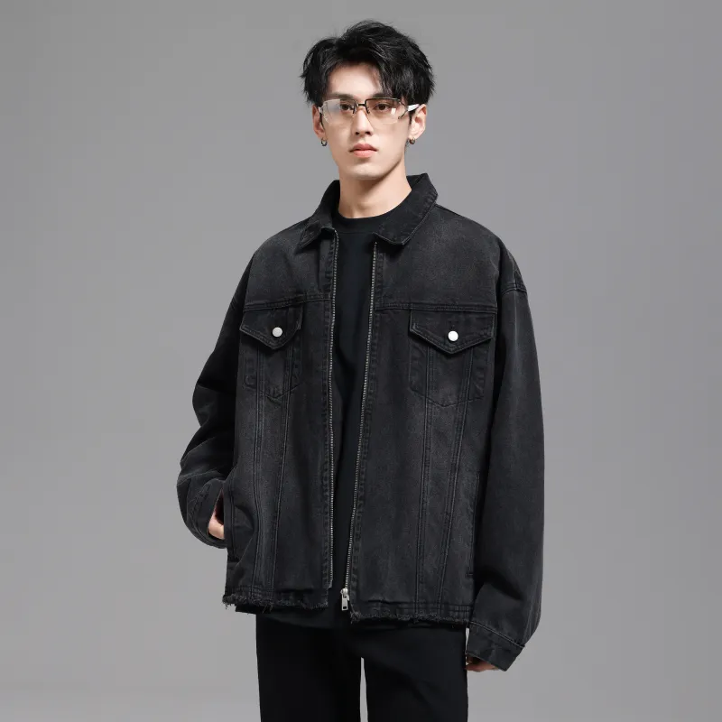 UNKNOWTAL Denim Jacket Unisex Black Gray-5