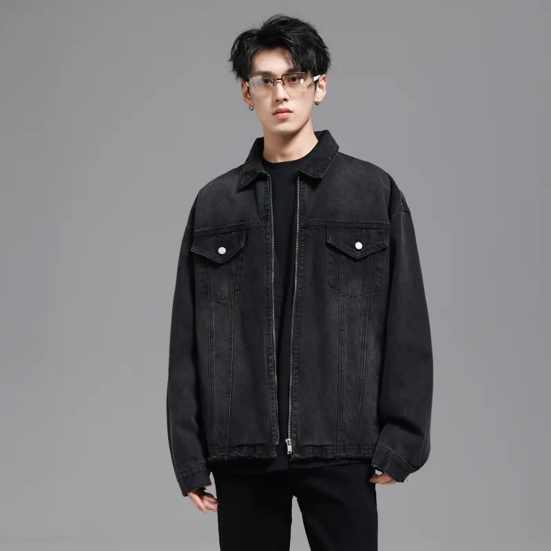 UNKNOWTAL Denim Jacket Unisex Black Gray-2