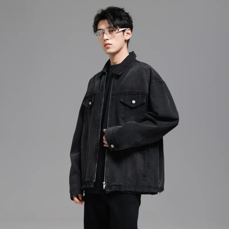 UNKNOWTAL Denim Jacket Unisex Black Gray-3
