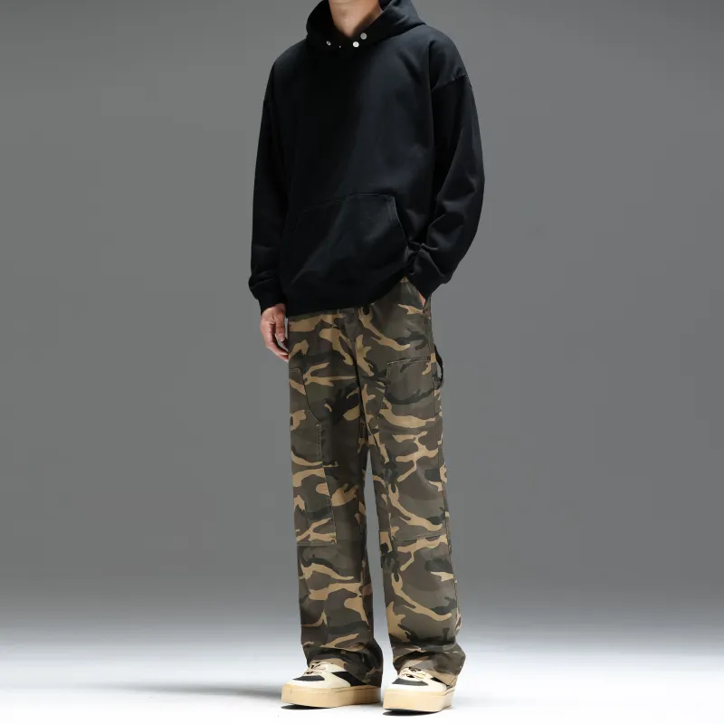 UNKNOWTAL Casual Pants Unisex Army Green Camouflage-5