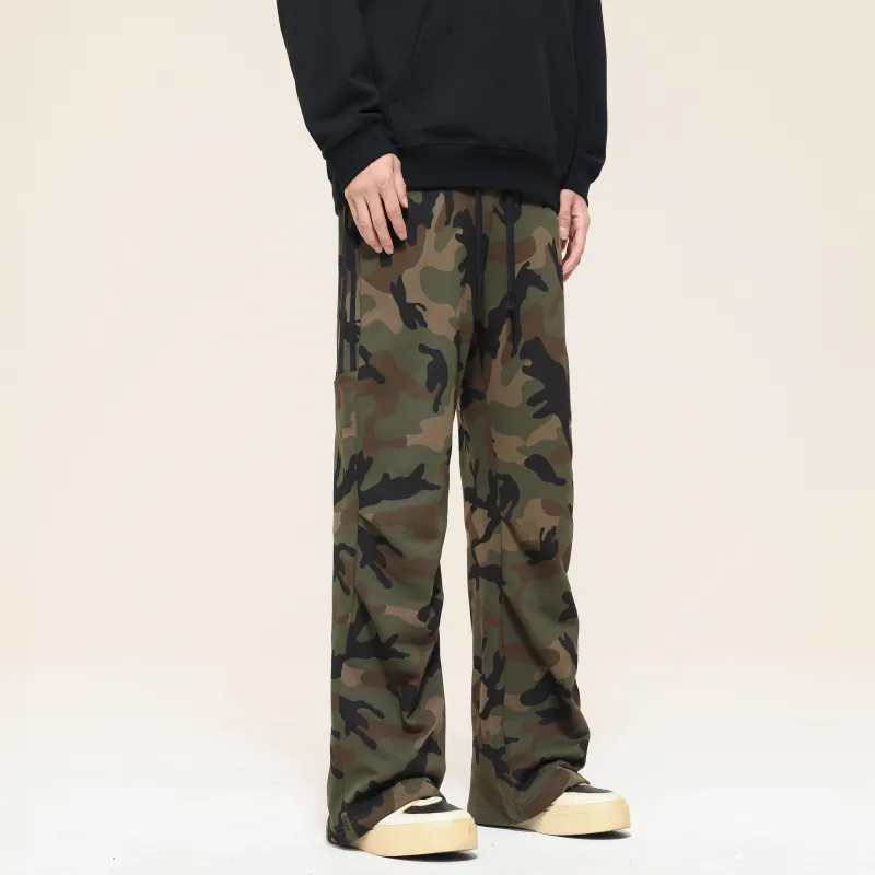 UNKNOWTAL Casual Pants Unisex Army Green Camouflage-4