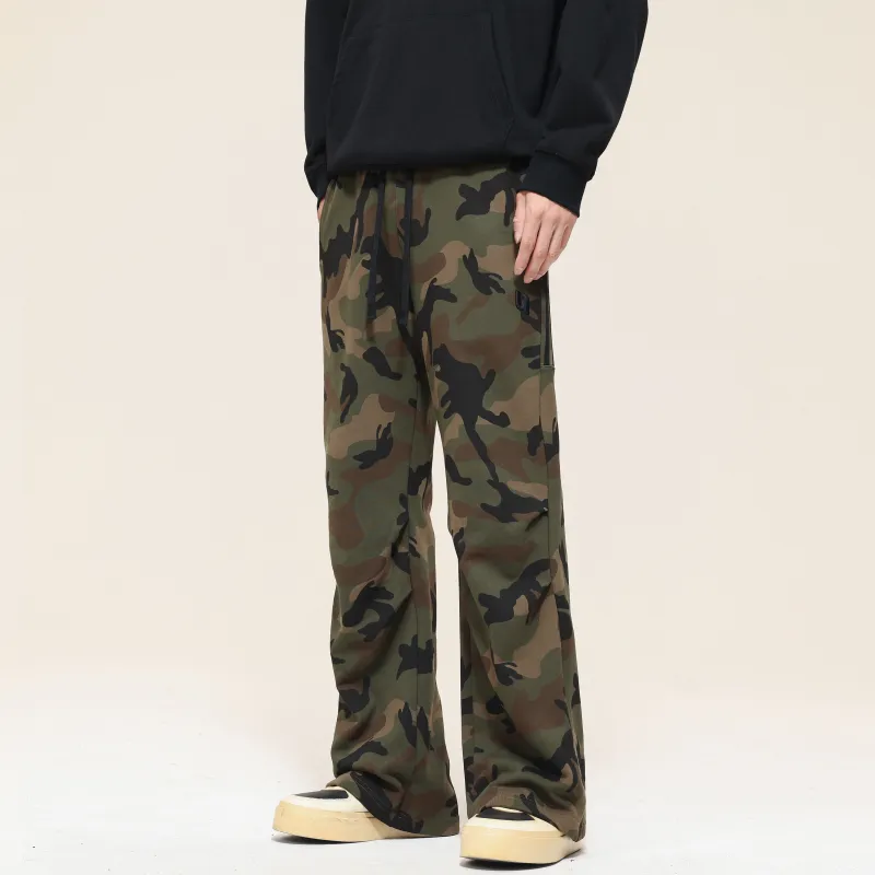 UNKNOWTAL Casual Pants Unisex Army Green Camouflage-3