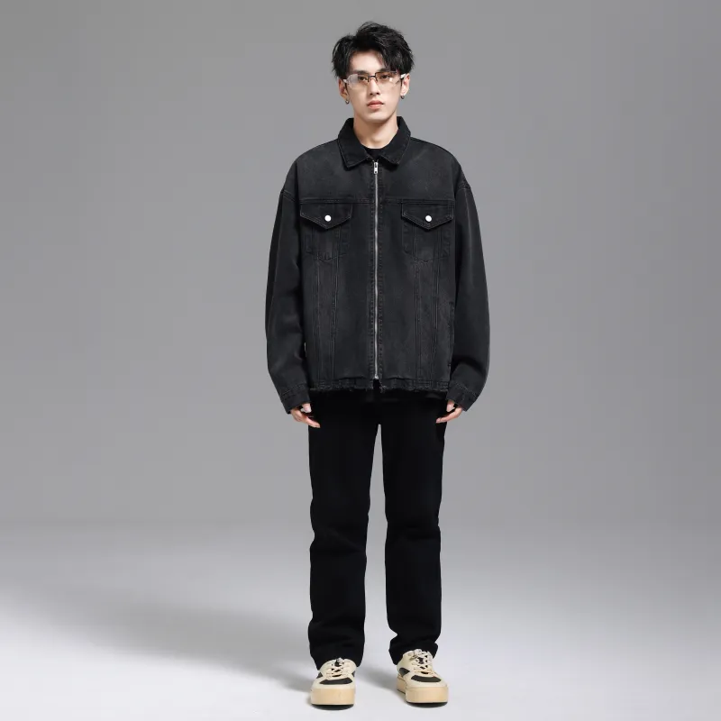 UNKNOWTAL Denim Jacket Unisex Black Gray-6