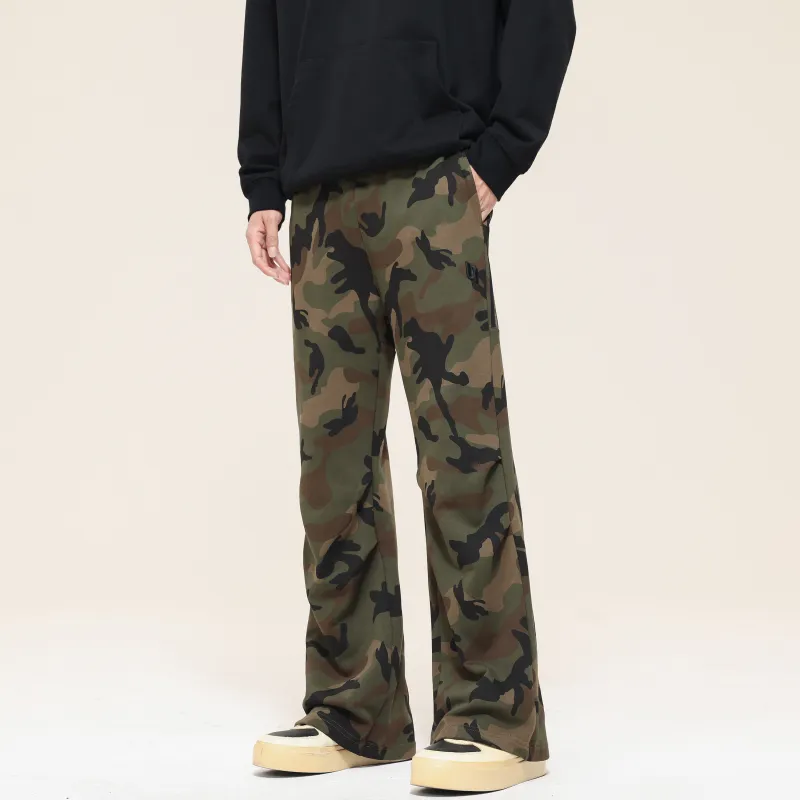 UNKNOWTAL Casual Pants Unisex Army Green Camouflage-7
