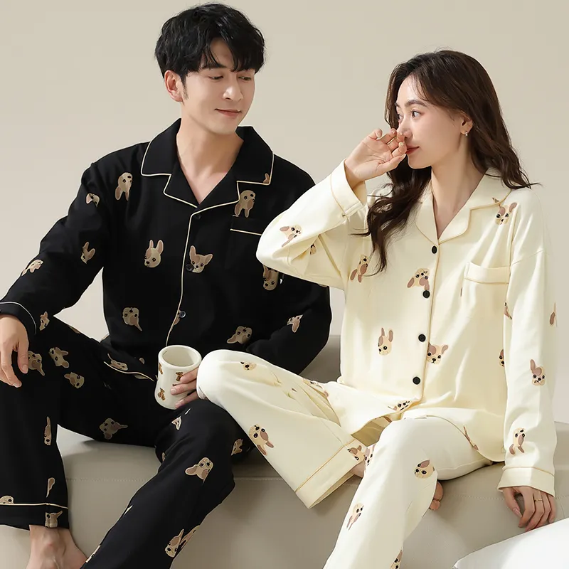PBENO PD Home Water Pajama Set Unisex Black Beige Yellow-6
