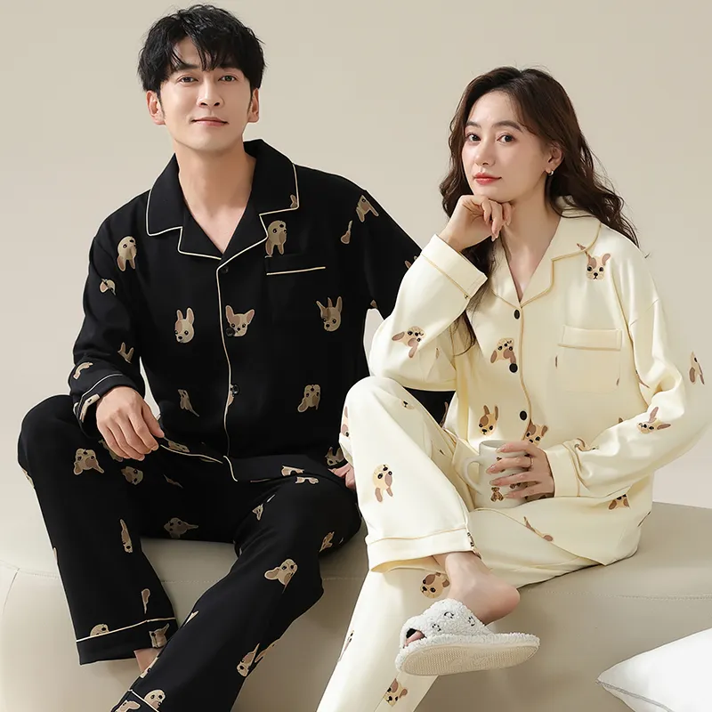 PBENO PD Home Water Pajama Set Unisex Black Beige Yellow-4