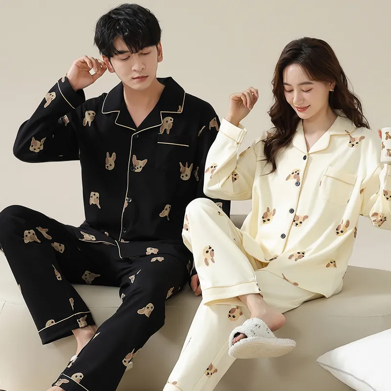 PBENO PD Home Water Pajama Set Unisex Black Beige Yellow-5