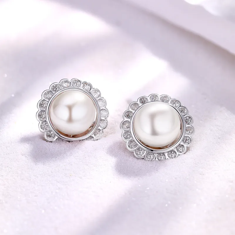 LAOMIAO Pearl Stud Earrings Women's-5