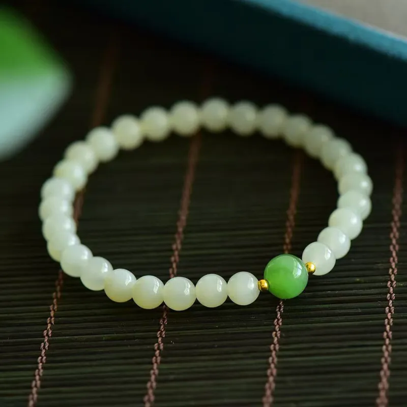 LAOMIAO Hetian Jade Bracelets Pale Greenish White Jade Women's-1