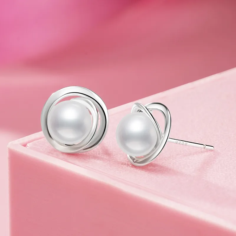 LAOMIAO Pearl Stud Earrings Women's-4