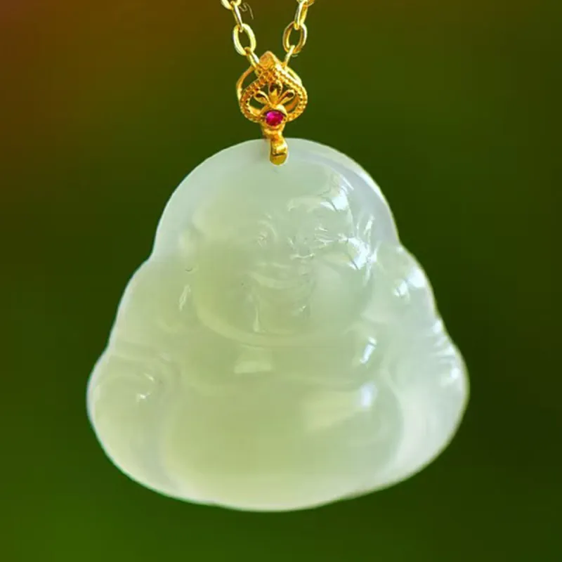 LAOMIAO Hetian Jade Pendants Pale Greenish White Jade Women's-11