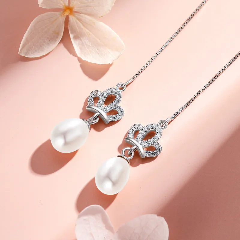 LAOMIAO Pearl Drop Earrings Women's-5