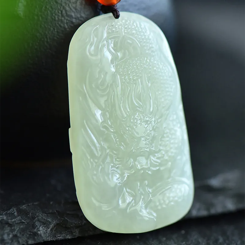LAOMIAO Hetian Jade Pendants Pale Greenish White Jade Unisex-6