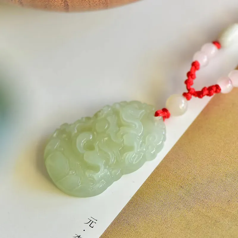 LAOMIAO Hetian Jade Pendants Unisex Green Jade-3