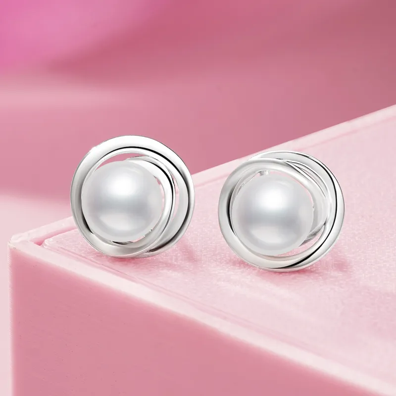 LAOMIAO Pearl Stud Earrings Women's-3