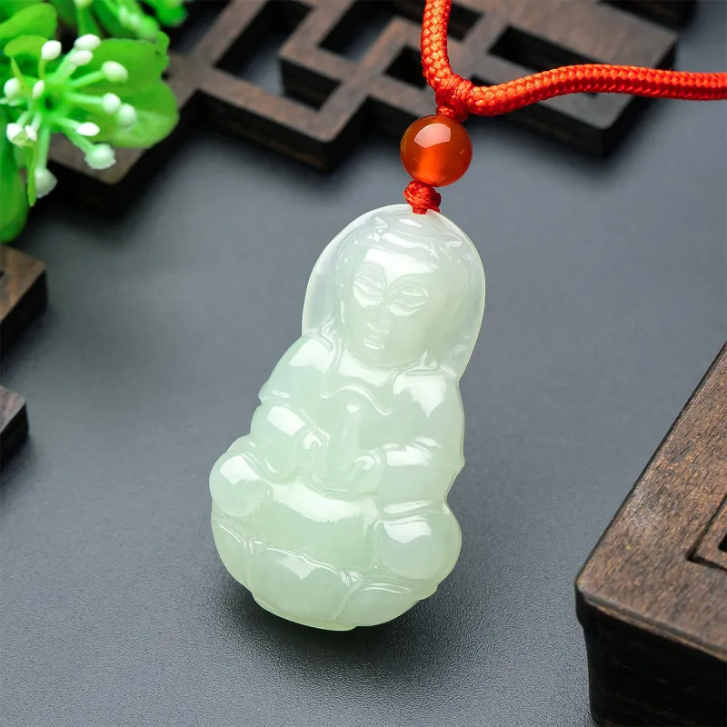 LAOMIAO Hetian Jade Pendants Pale Greenish White Jade Women's-6