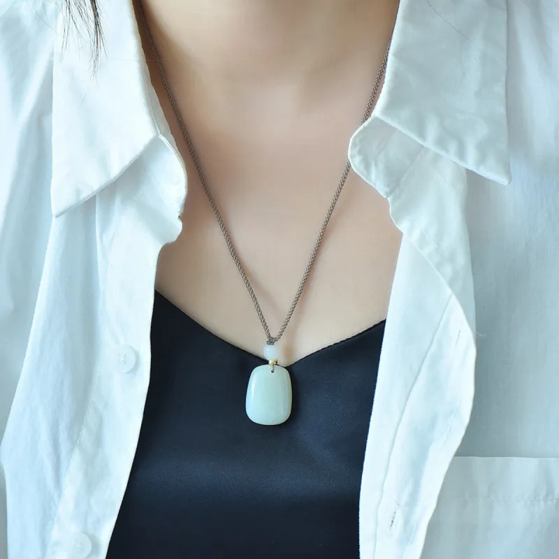 LAOMIAO Pendants Pale Greenish White Jade Women's-4