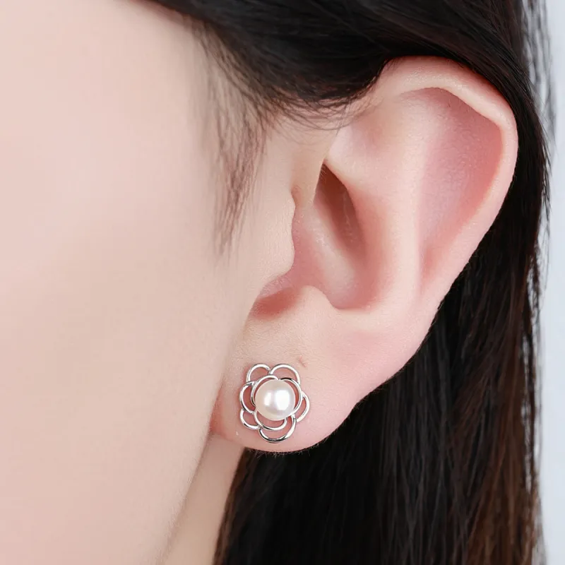 LAOMIAO Pearl Stud Earrings Women's-6