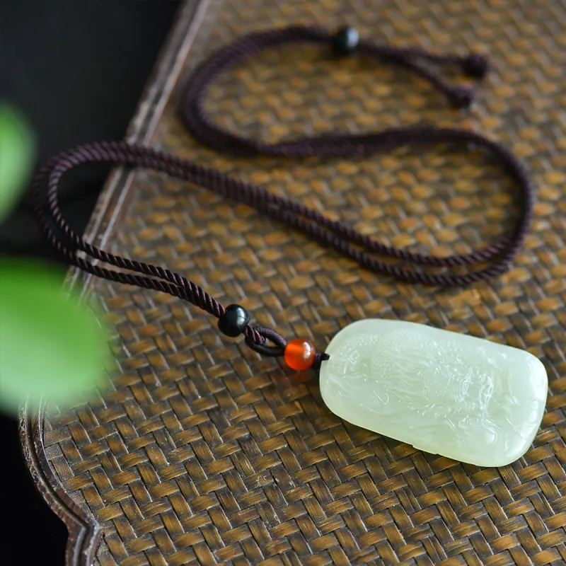 LAOMIAO Hetian Jade Pendants Pale Greenish White Jade Unisex-5