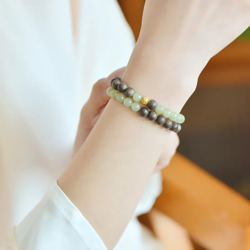 LAOMIAO Hetian Jade Bracelets Pale Greenish White Jade Women's-5