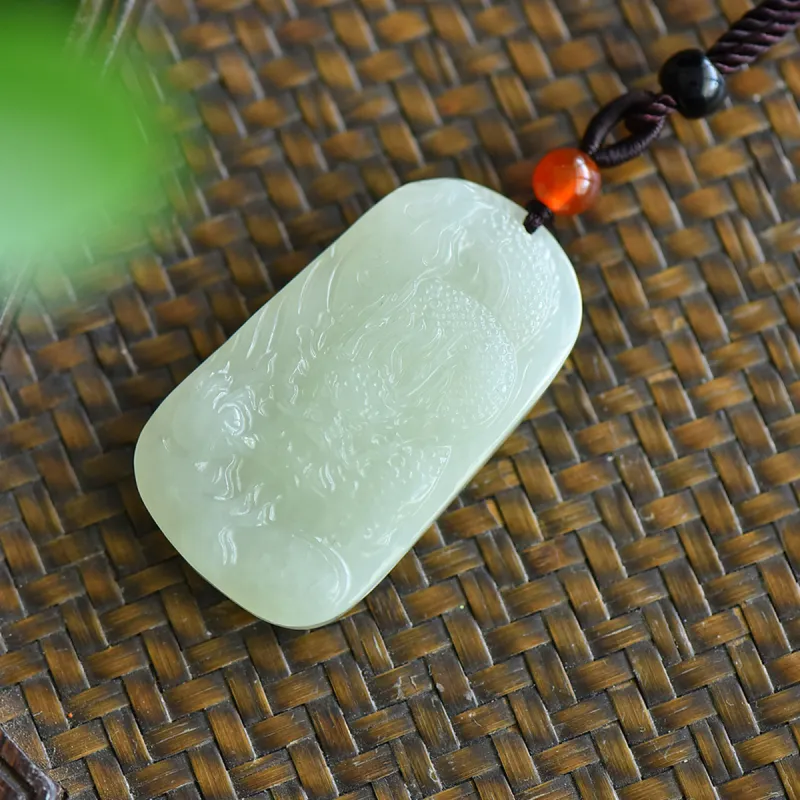 LAOMIAO Hetian Jade Pendants Pale Greenish White Jade Unisex-4