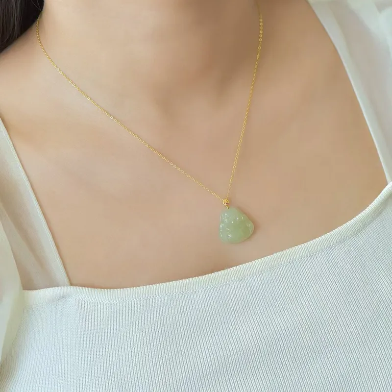 LAOMIAO Hetian Jade Pendants Pale Greenish White Jade Women's-6