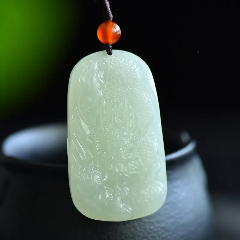 LAOMIAO Hetian Jade Pendants Pale Greenish White Jade Unisex-1