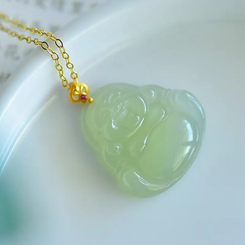 LAOMIAO Hetian Jade Pendants Pale Greenish White Jade Women's-2