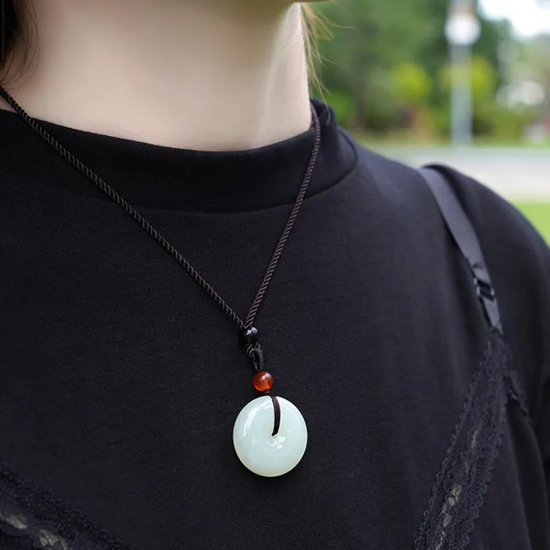LAOMIAO Pendants Pale Greenish White Jade Unisex-2