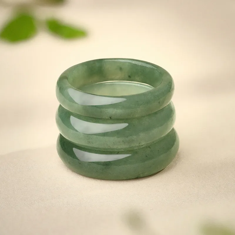 LAOMIAO Bean Type Jadeite Rings Unisex-16