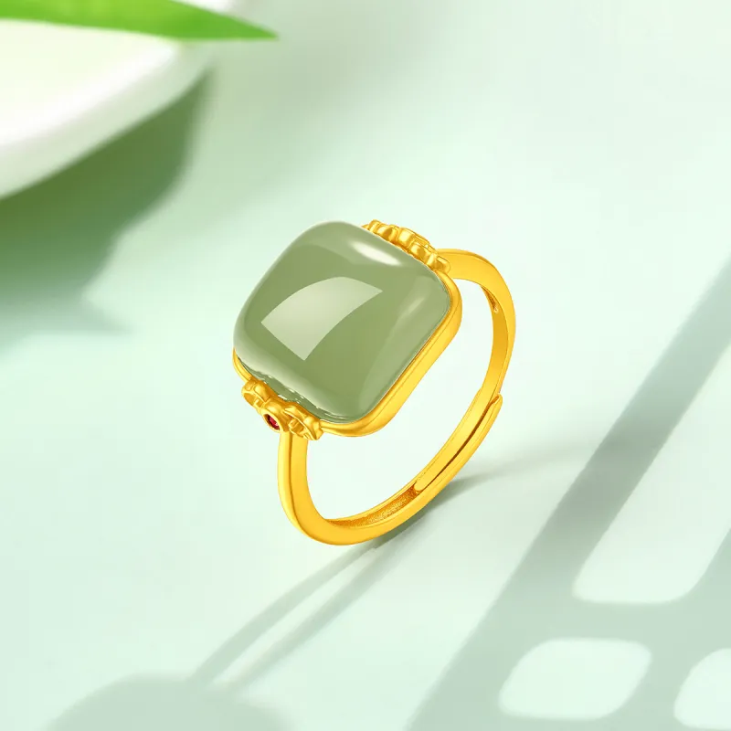 LAOMIAO Rings Pale Greenish White Jade Women's-1