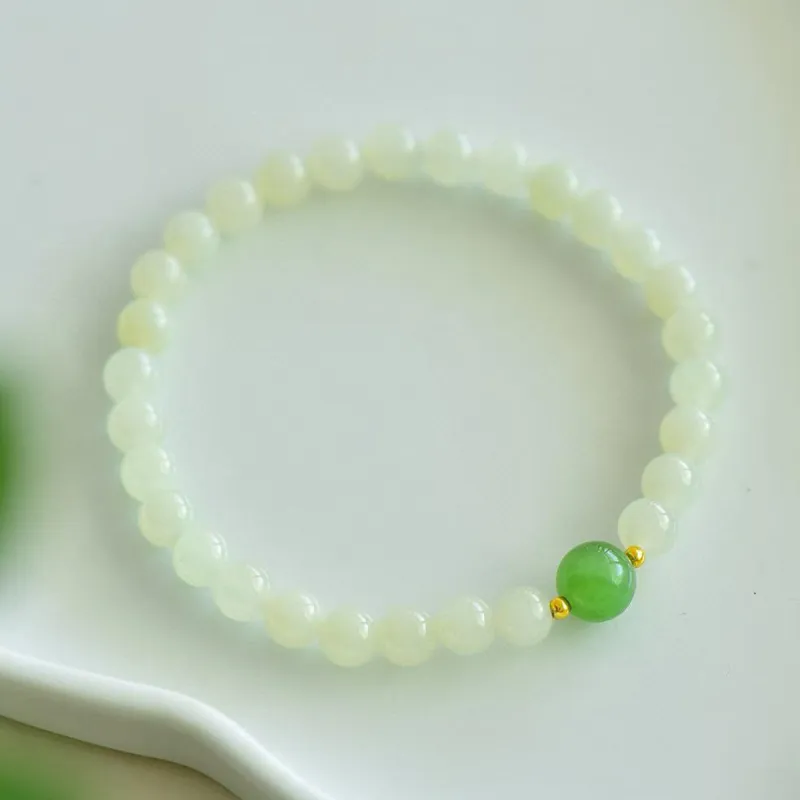 LAOMIAO Hetian Jade Bracelets Pale Greenish White Jade Women's-2