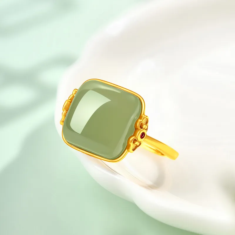 LAOMIAO Rings Pale Greenish White Jade Women's-2