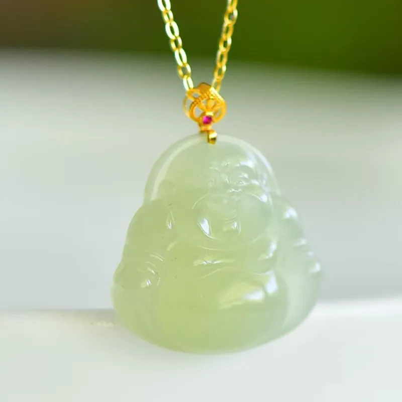 LAOMIAO Hetian Jade Pendants Pale Greenish White Jade Women's-8