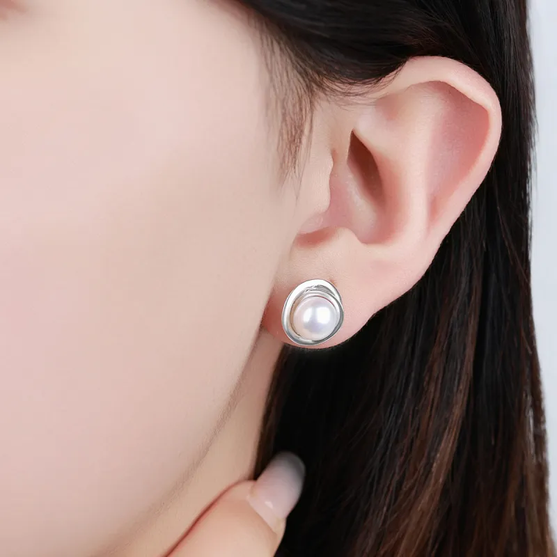 LAOMIAO Pearl Stud Earrings Women's-5