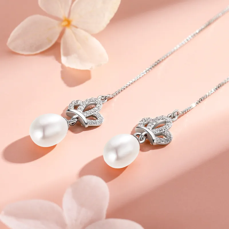 LAOMIAO Pearl Drop Earrings Women's-4