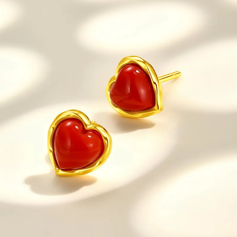 LAOMIAO Southern Red Agate Stud Earrings Women's-2