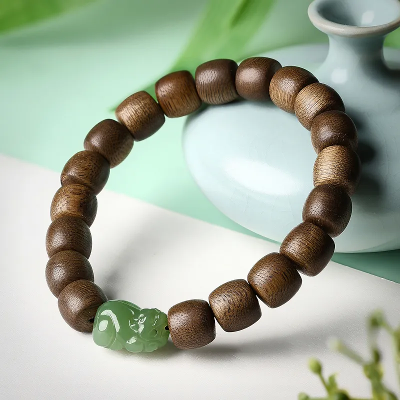 LAOMIAO Bracelets Pale Greenish White Jade Women's-4