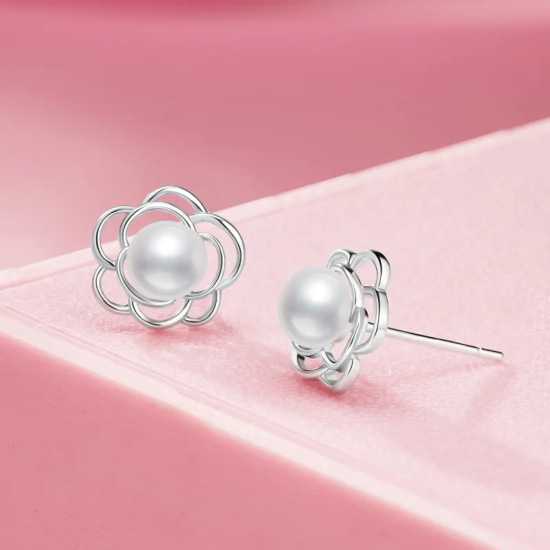 LAOMIAO Pearl Stud Earrings Women's-4