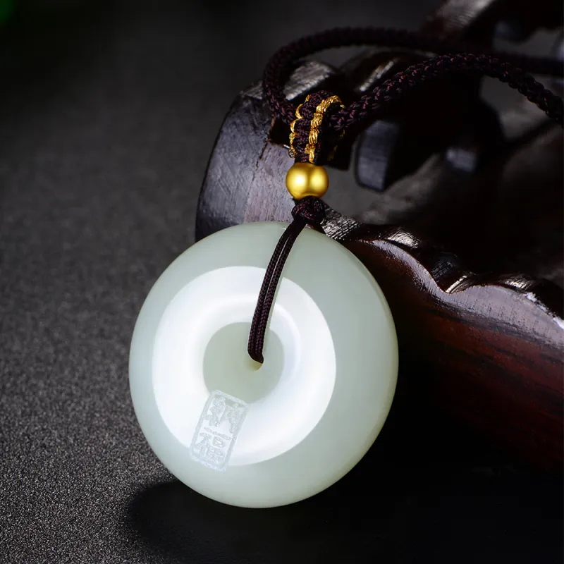 LAOMIAO Hetian Jade Pendants Pale Greenish White Jade Women's-5