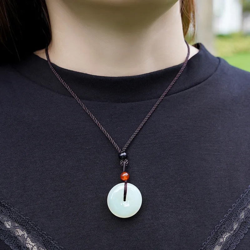 LAOMIAO Pendants Pale Greenish White Jade Unisex-3
