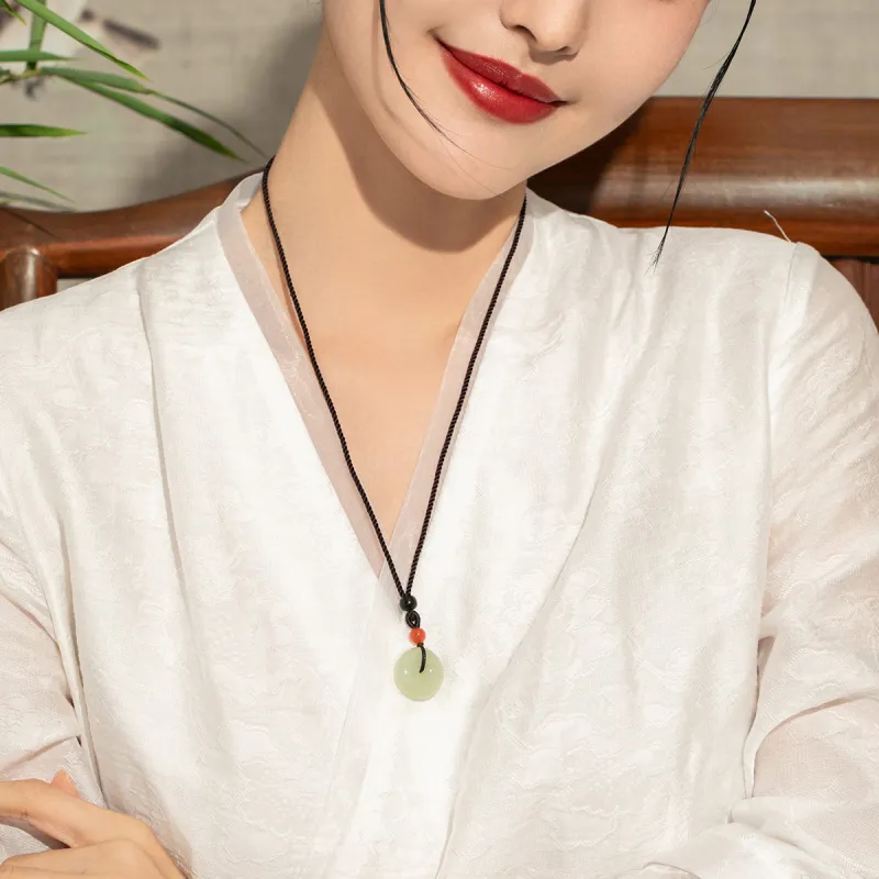 LAOMIAO Pendants Pale Greenish White Jade Unisex-4