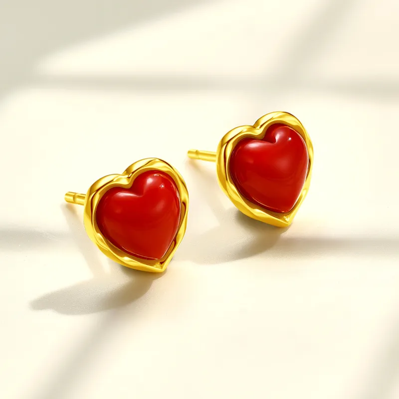 LAOMIAO Southern Red Agate Stud Earrings Women's-1