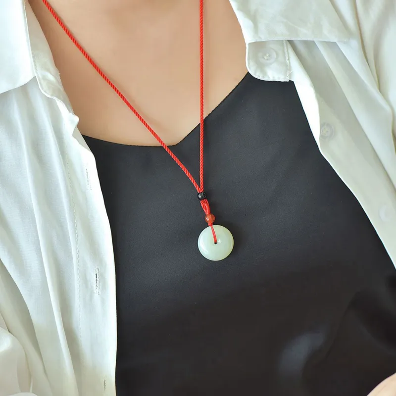LAOMIAO Pendants Pale Greenish White Jade Unisex-12