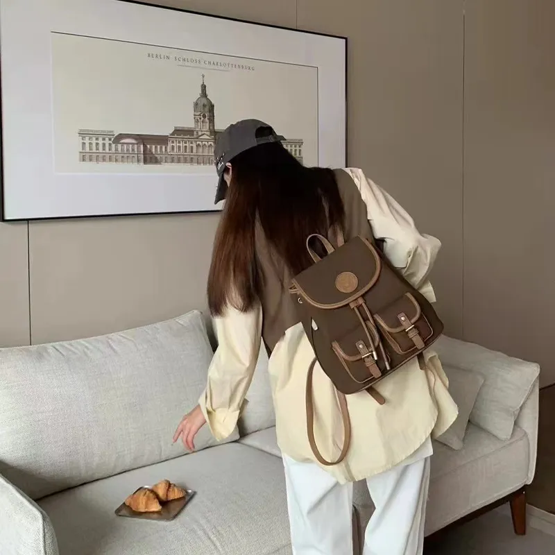 FAIRWHALE PU Backpack Regular Women's Caramel/Coffee/Khaki/Smoke Blue-4