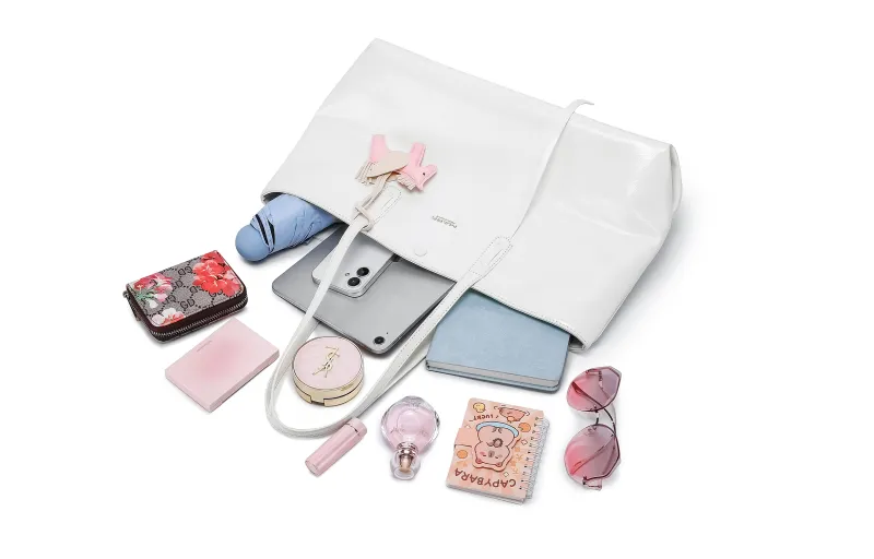 FAIRWHALE PU Tote Shopping Bag Underarm Shoulder Bag Women's White-2