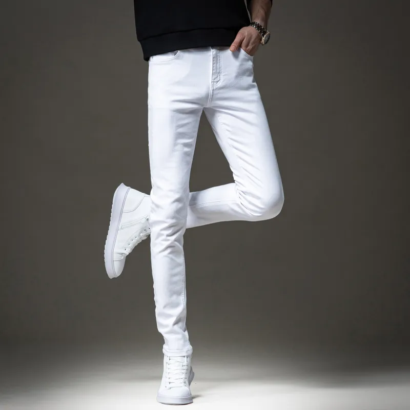 Devanro Casual Pants Men's White-4
