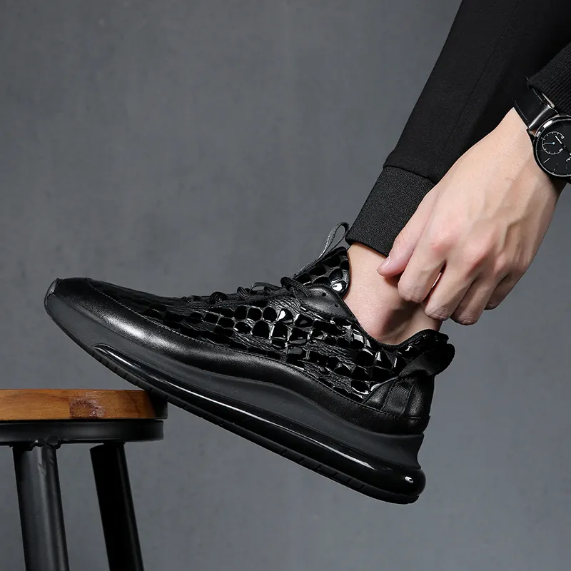 Devanro Low Top Casual Shoes Men's Black-2