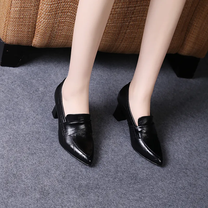 Devanro Chunky Heel High Heels 6.5cm Women's-5