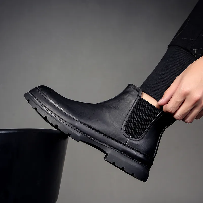 Devanro Short Chelsea Boots Men's Black-1